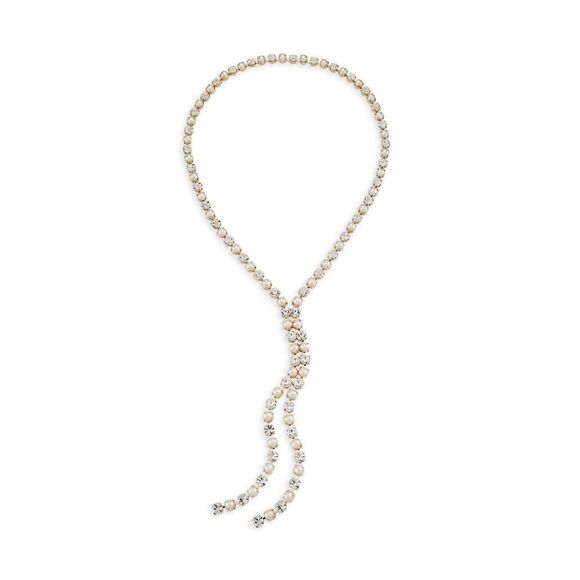 Rosantica Polka Goldtone, Resin Pearl, & Crystal Lariat Necklace - Picture 1 of 9